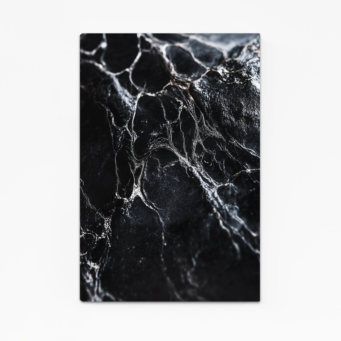 White Vein Black Marble Abstract Wall Decor – white vein black marble abstract canvas print
