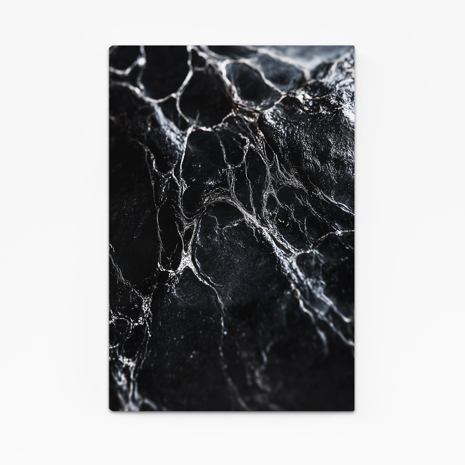 White Vein Black Marble Abstract Wall Decor – white vein black marble abstract canvas print