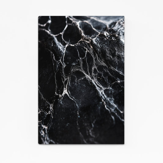 White Vein Black Marble Abstract Wall Decor – white vein black marble abstract canvas print