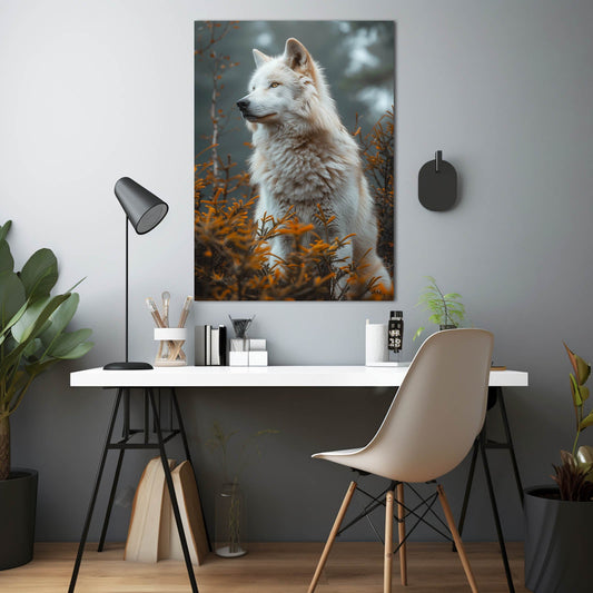 White Wolf Canvas — nature canvas print in brown tones, view 3