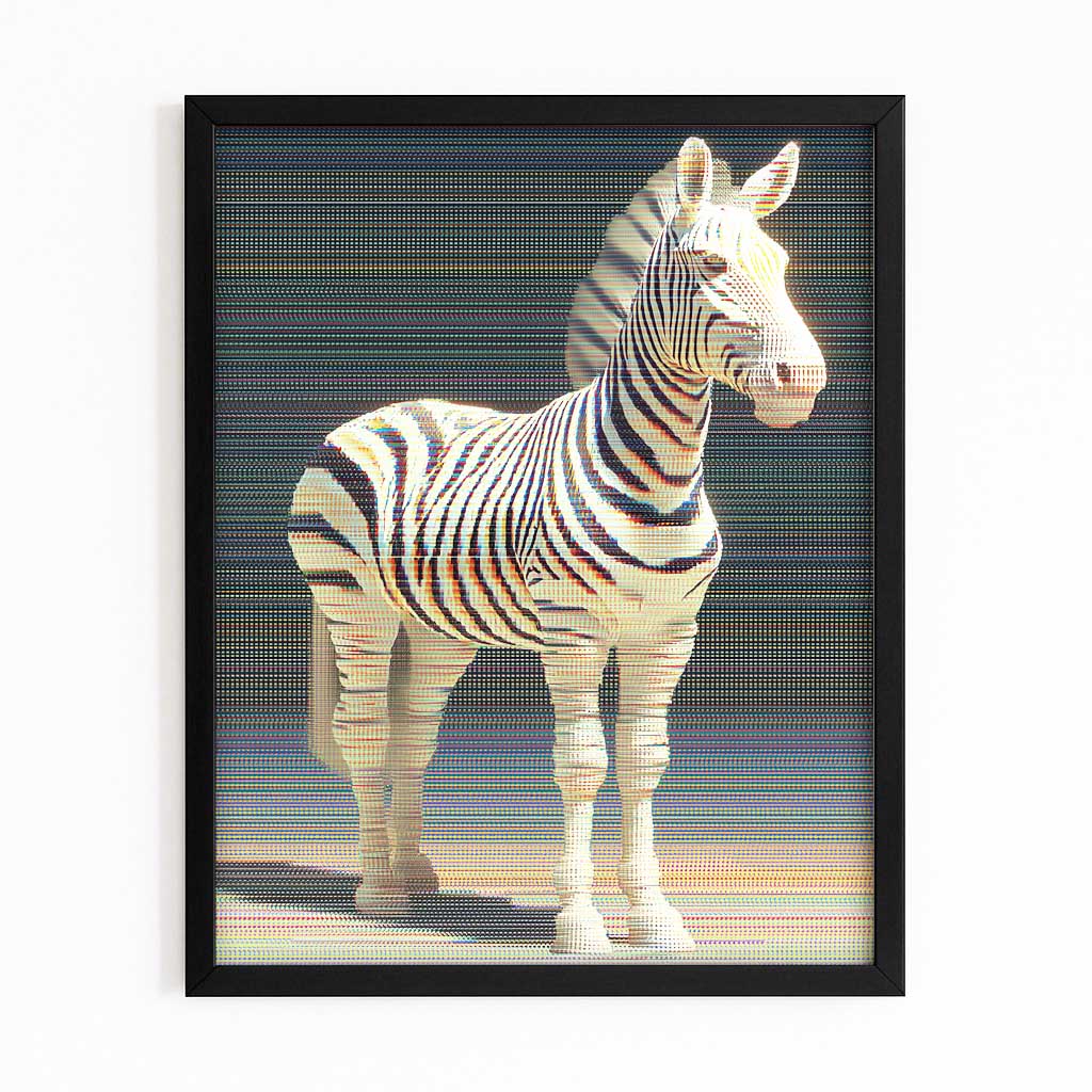 White Zebra Wall Art – with Premium Black frame on white background