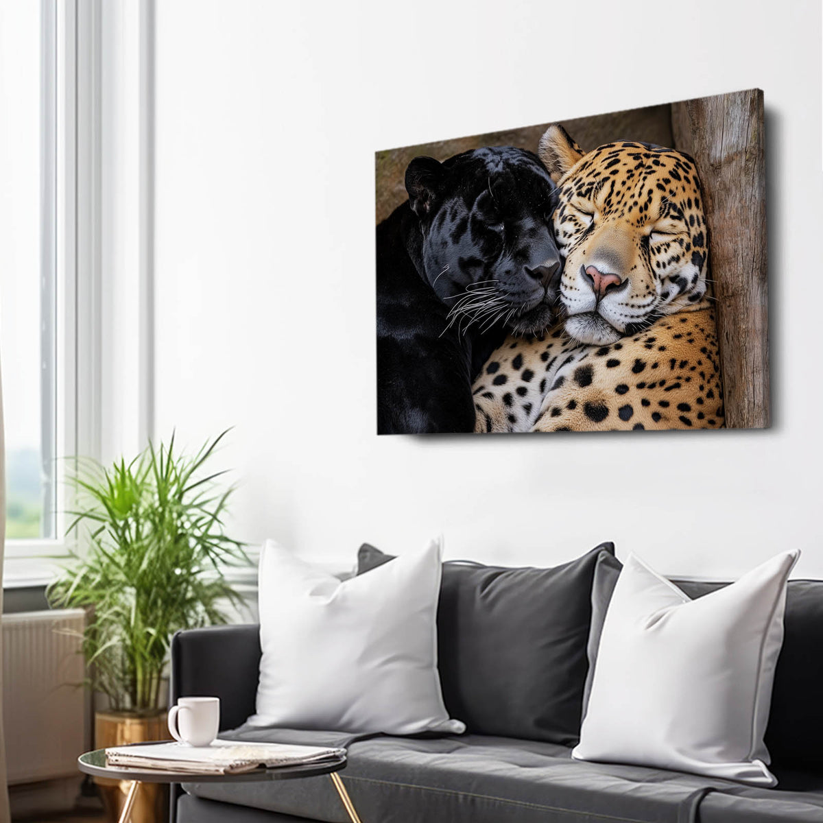 Wild Cat Duo Canvas — realism canvas print, styled in a furnished interior