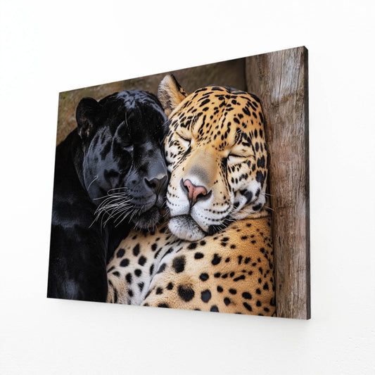 Wild Cat Duo Canvas — realism canvas print, angled canvas view on white background