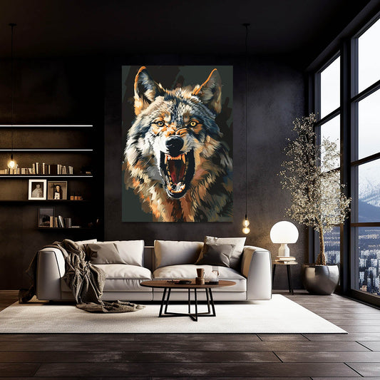 Wild Wolf Art — realism canvas print in brown tones, view 3