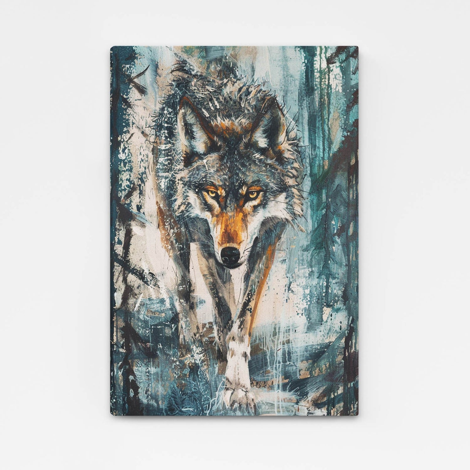 Wild Wolf Wall Art — contemporary canvas print in gray tones