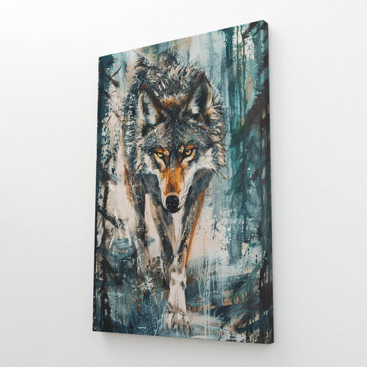Wild Wolf Wall Art — contemporary canvas print in gray tones, view 3