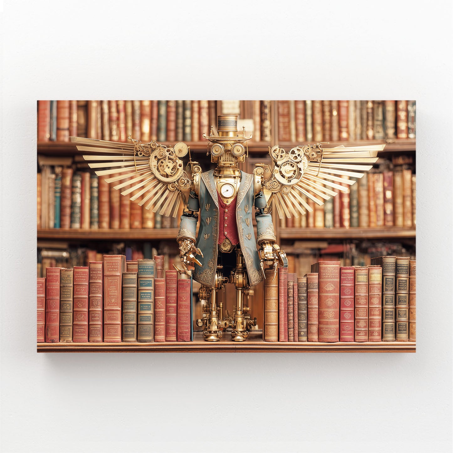 Winged Library Guardian Steampunk Prints – winged library guardian steampunk canvas print