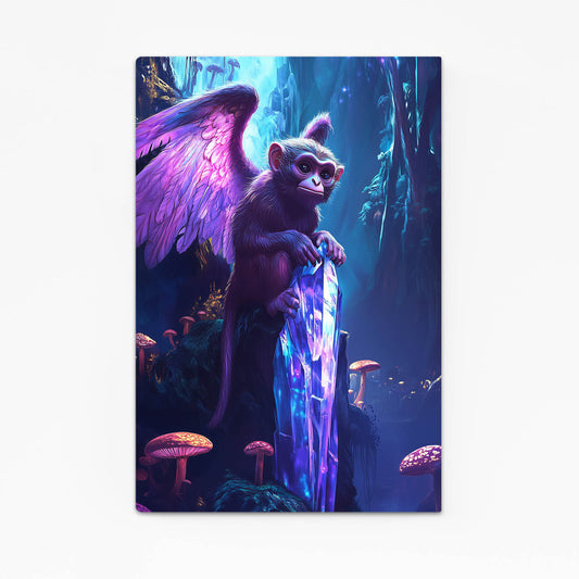 Winged Neon Forest Monkey Art – winged neon forest monkey canvas print