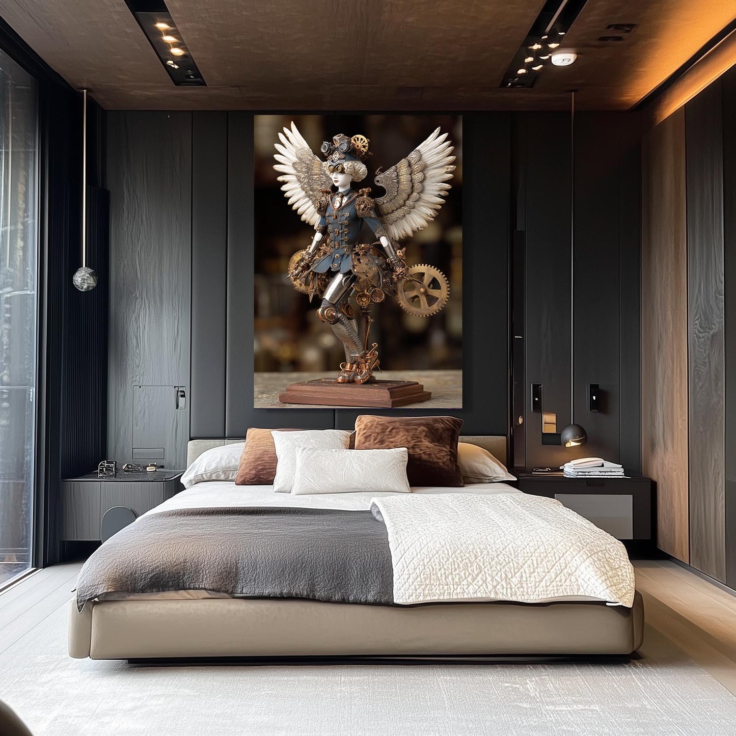 Winged Toy Bear Steampunk Prints – styled in a furnished interior