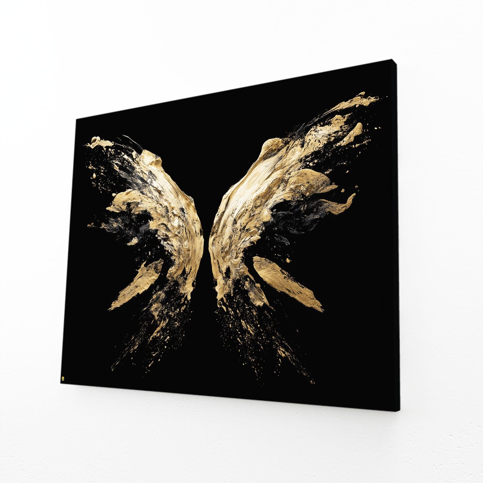 Wingspan Gold Burst Prints – angled canvas view on white background