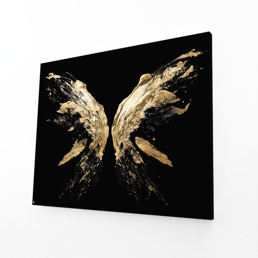 Wingspan Gold Burst Prints – angled canvas view on white background