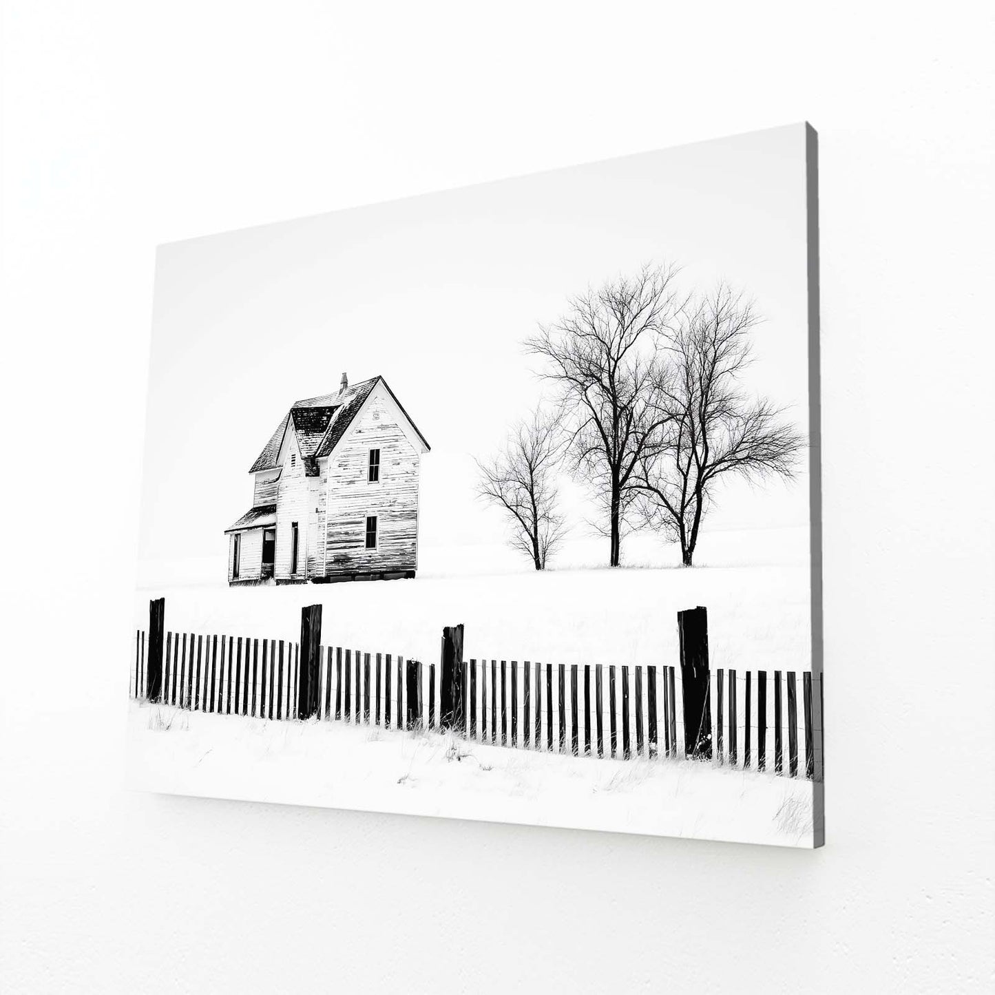 Winter Farmhouse Sketch Farmhouse Prints – canvas print on white background