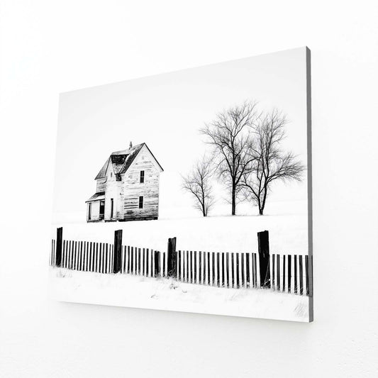 Winter Farmhouse Sketch Farmhouse Prints – canvas print on white background