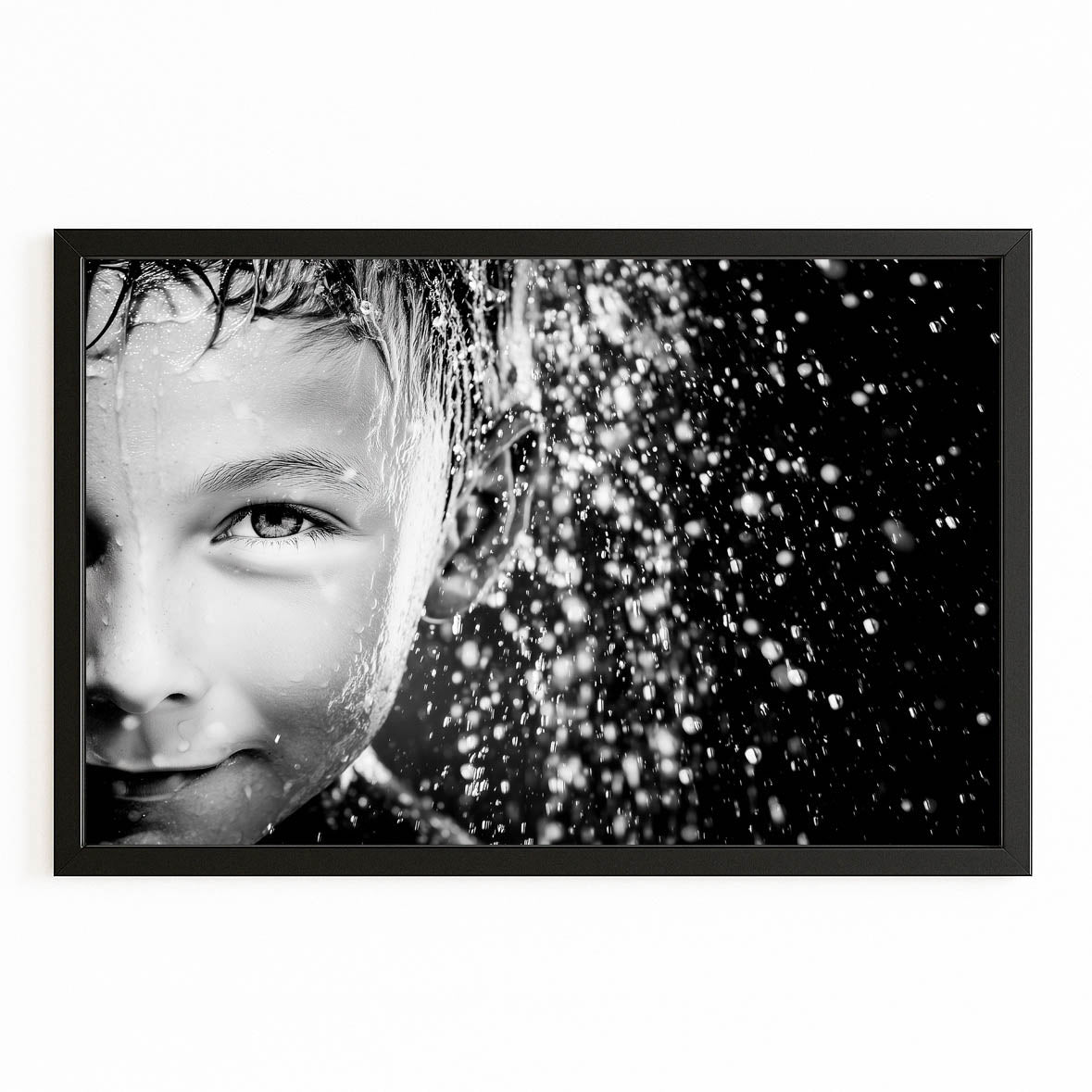 Winter Freckles Photography Canvas — photography canvas print, with Premium Black frame on white background