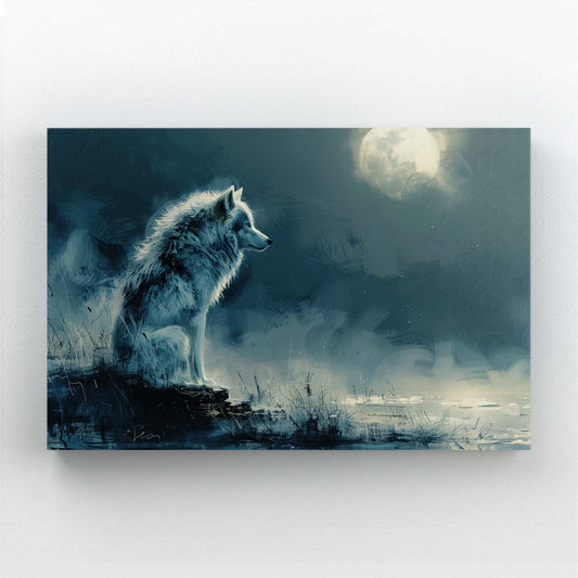 Wolf And Moon Wall Art