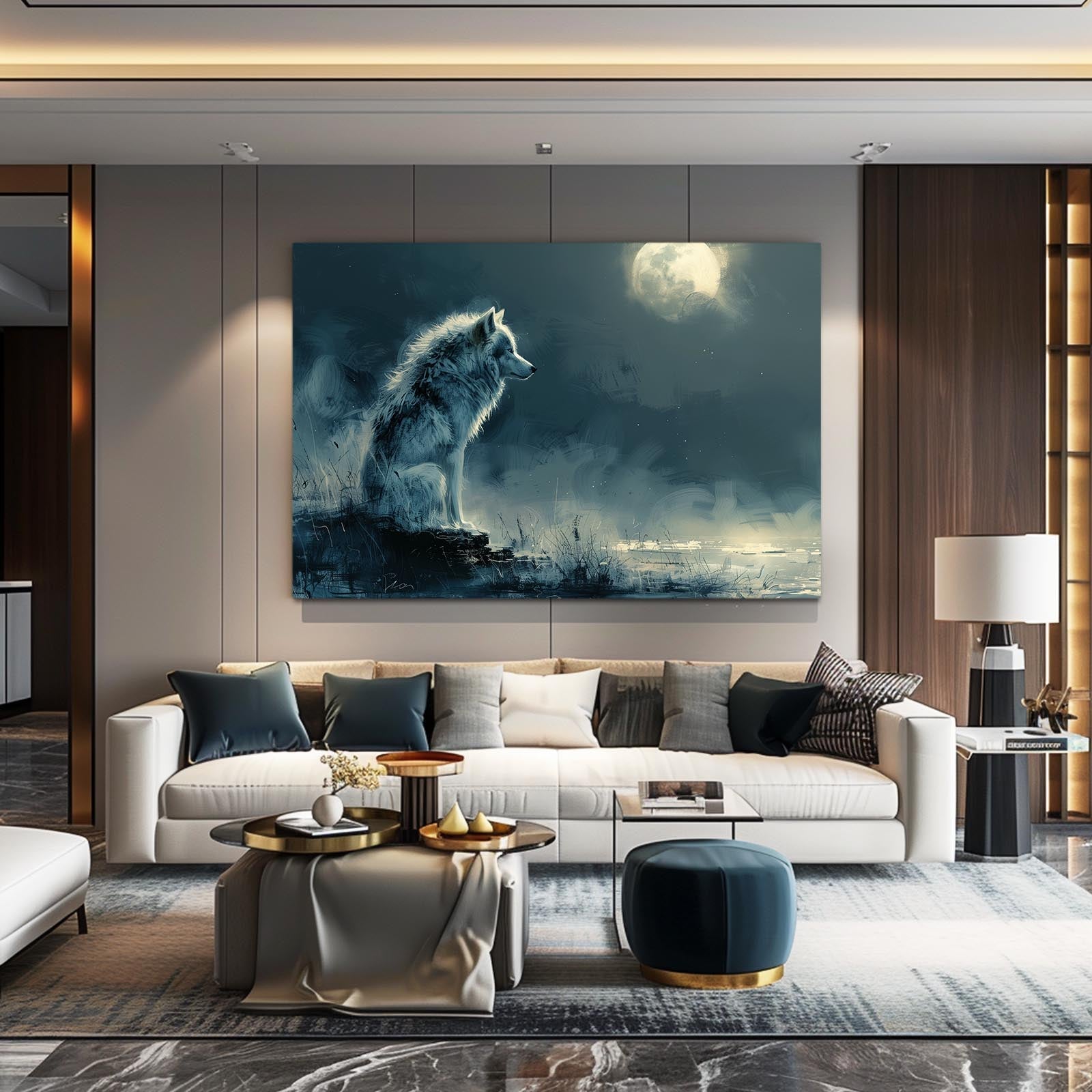 Wolf And Moon Wall Art