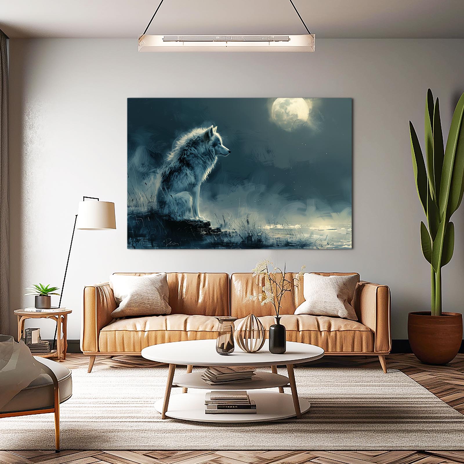 Wolf And Moon Wall Art