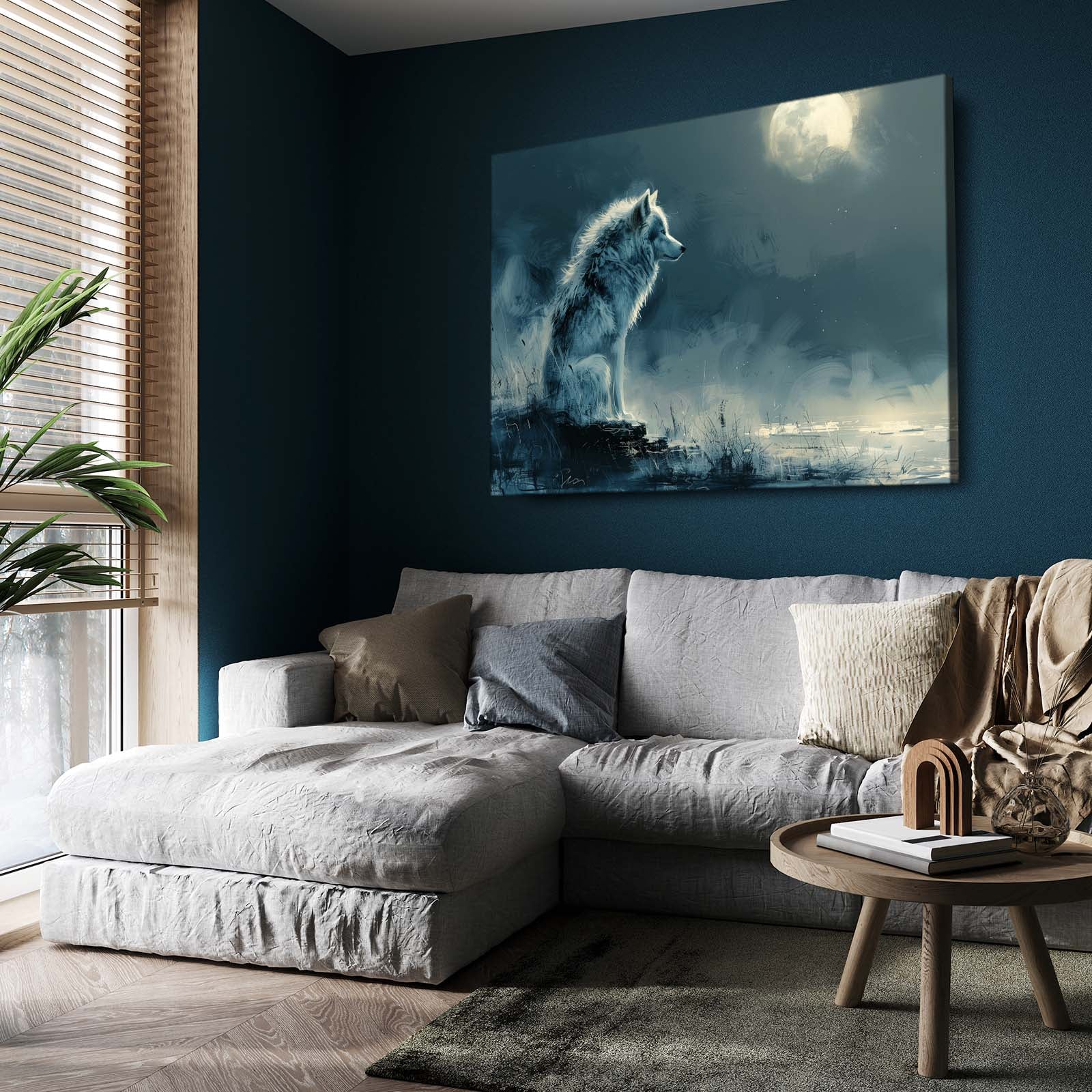 Wolf And Moon Wall Art