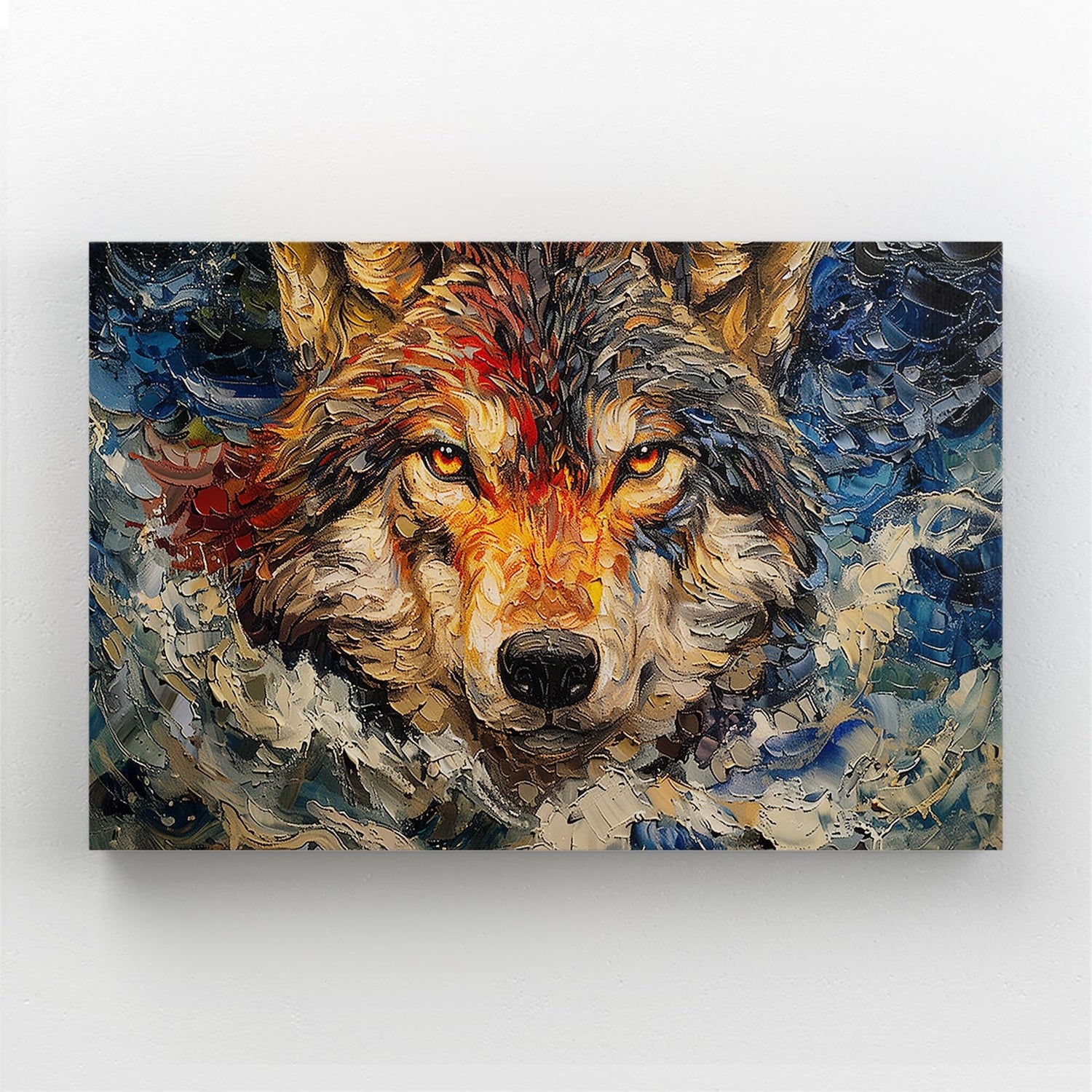 Wolf Art Acrylic — abstract canvas print in brown tones