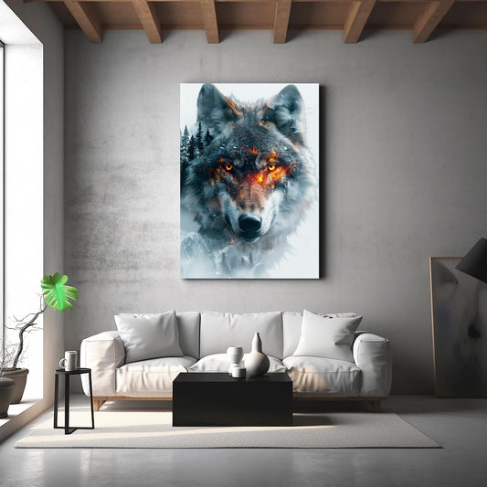 Wolf Art Fantasy — fantasy canvas print in blue tones, view 3