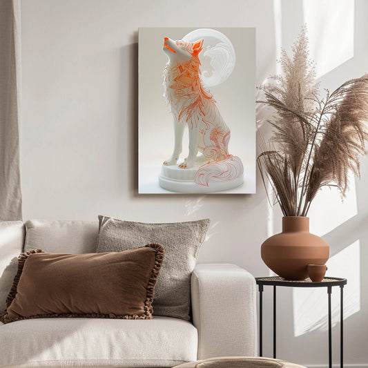 Wolf Art Geometric — nature canvas print in white tones, view 3
