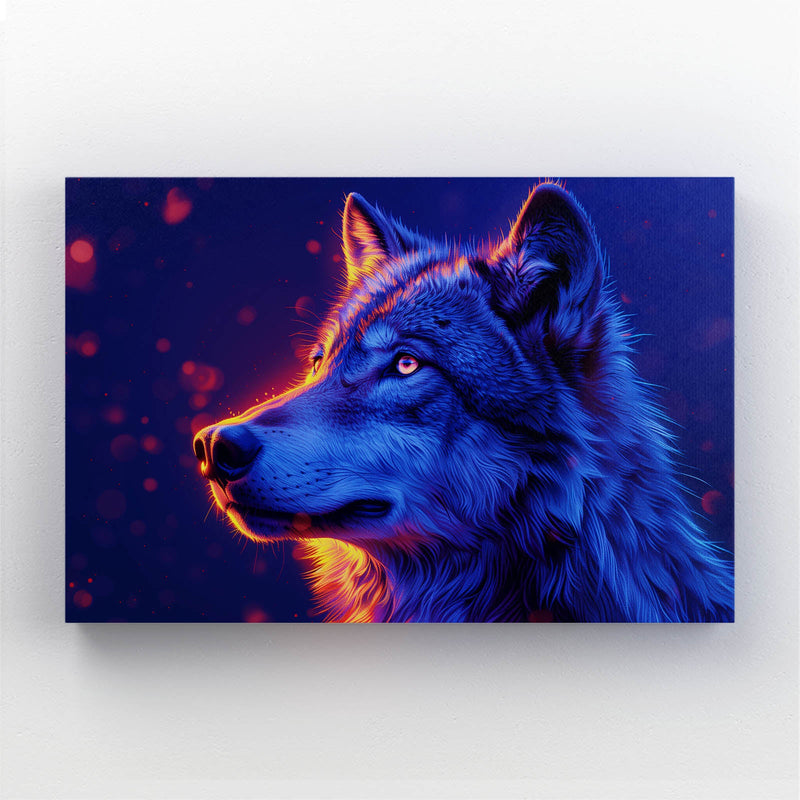 Wolf Art Glow In The Dark — fantasy canvas print in blue tones