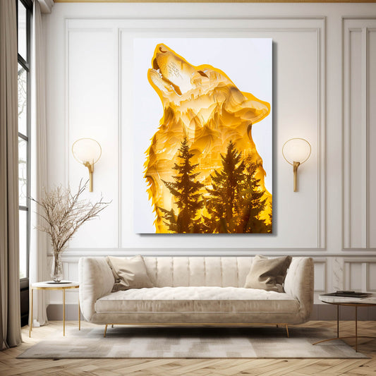 Wolf Art Gold — nature canvas print in orange tones, view 3