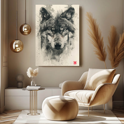 Wolf Art Line Drawing