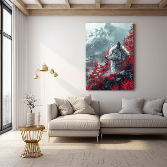 Wolf Art Nordic — nature canvas print in red tones, view 3