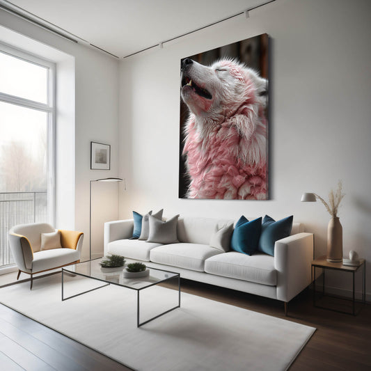 Wolf Art Pink — nature canvas print in red tones, view 3