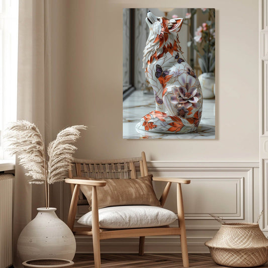 Wolf Art Vintage — japanese canvas print in brown tones, view 3