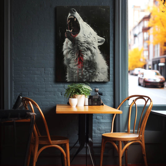 Wolf Art Wild — contemporary canvas print in white tones, view 3