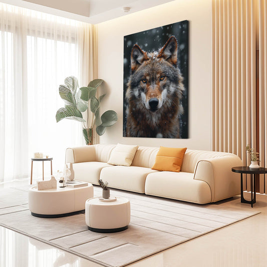 Wolf Art — landscape canvas print in brown tones, view 3