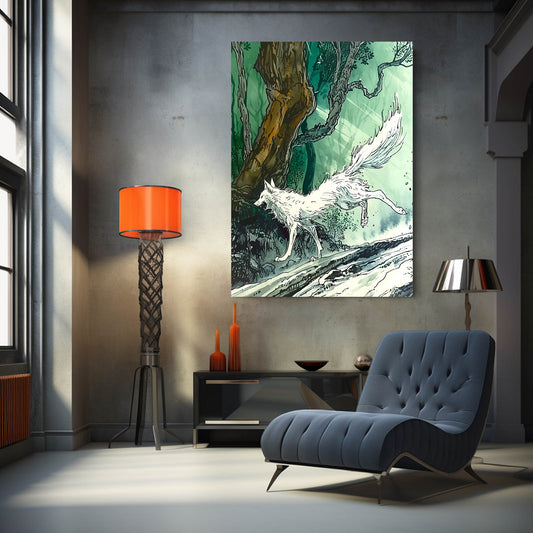 Wolf Canvas — nature canvas print in white tones, view 3
