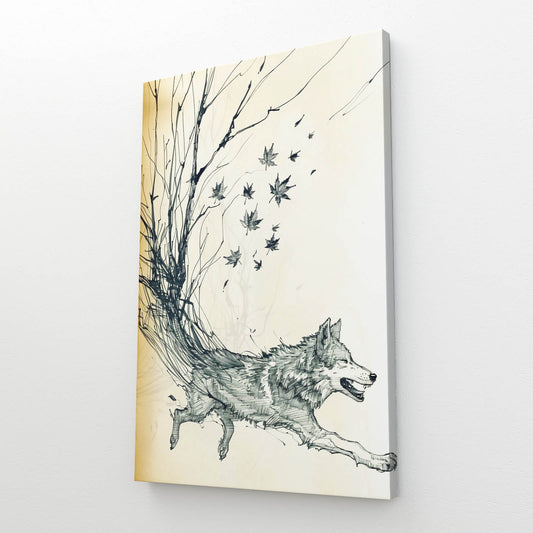 Wolf Line Drawing Art