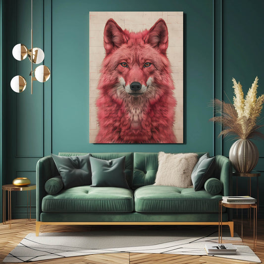 Wolf Pink Art — nature canvas print in red tones, view 3