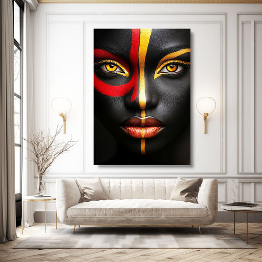 Women African American Wall Art — african art canvas print in black tones, view 4