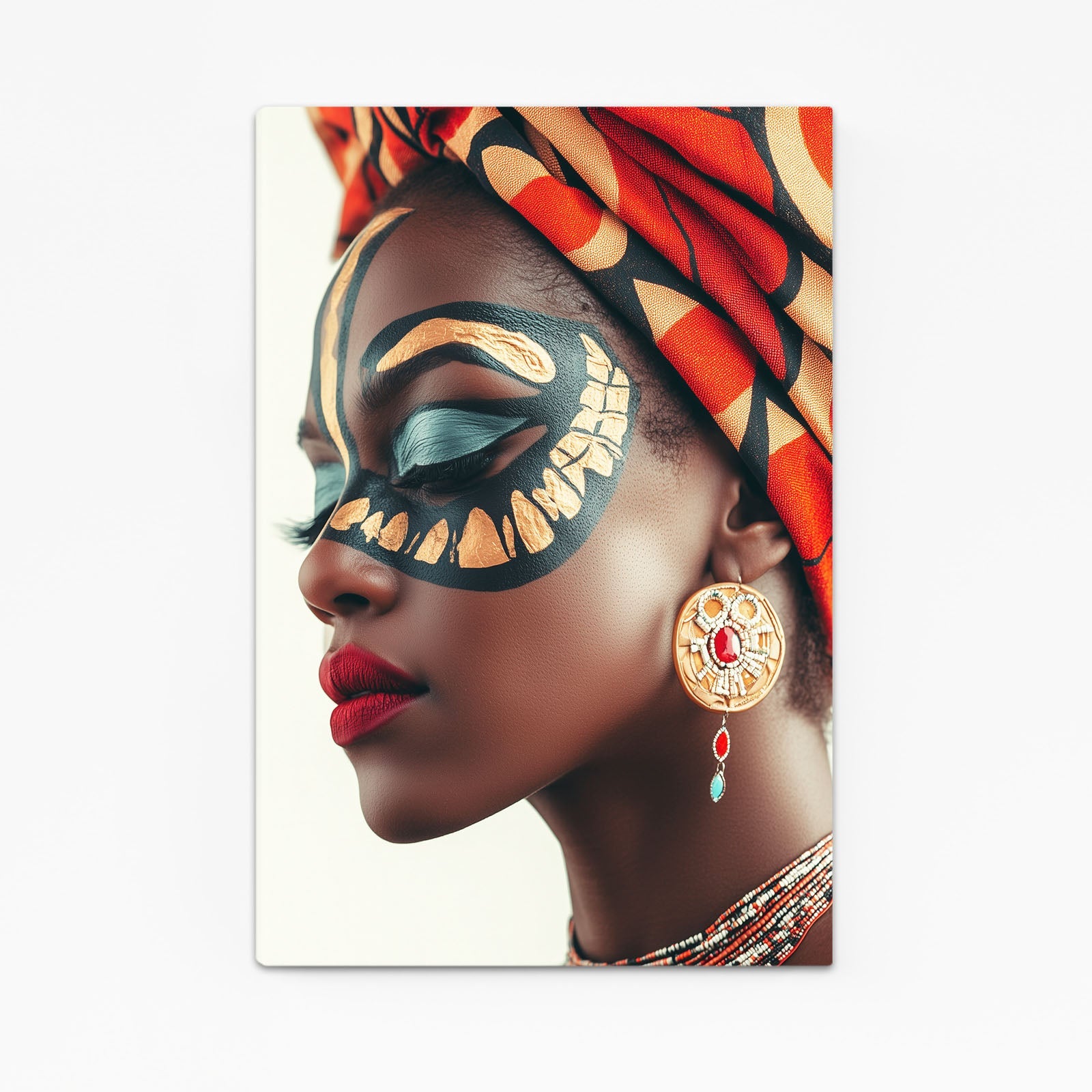 Women African Wall Art Decor — african art canvas print in red tones
