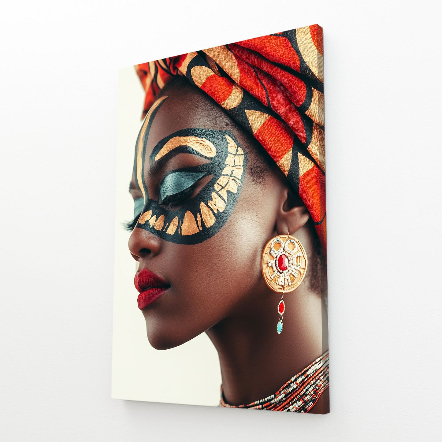 Women African Wall Art Decor — african art canvas print in red tones, view 2