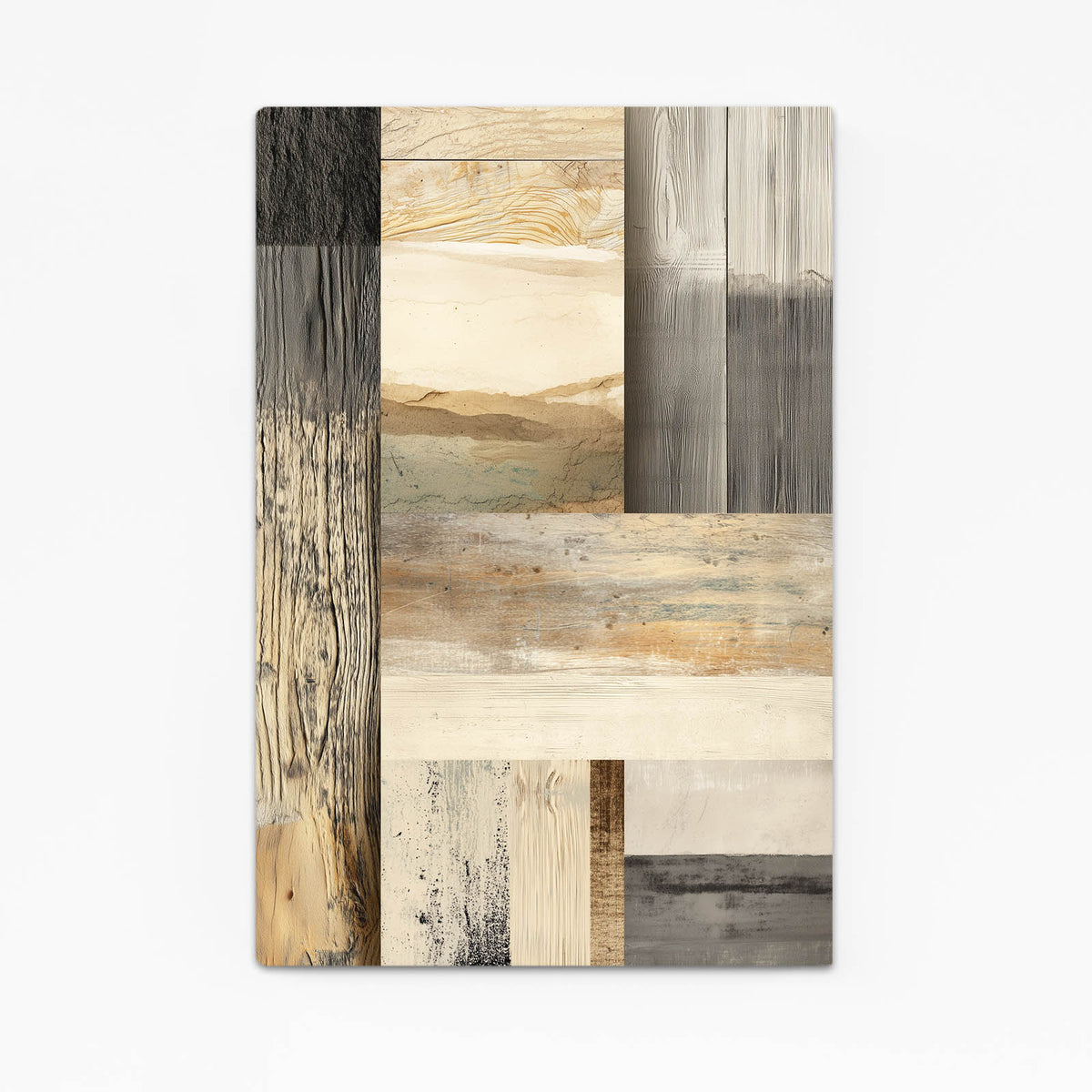 Wood Plank Patchwork Farmhouse Wall Art — abstract canvas print, canvas print on white background