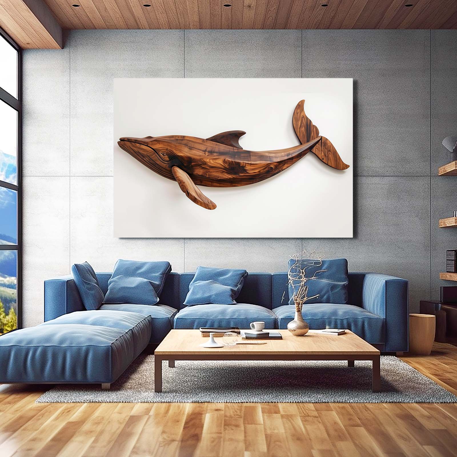 Wooden Whale Print Art