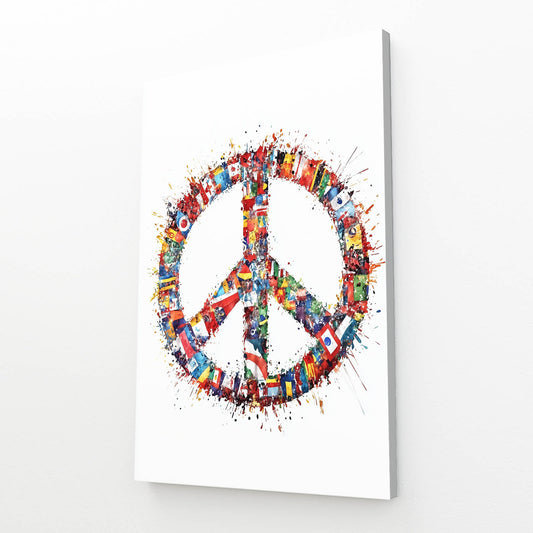 World Flags Peace Sign Wall Decor – canvas print on white background