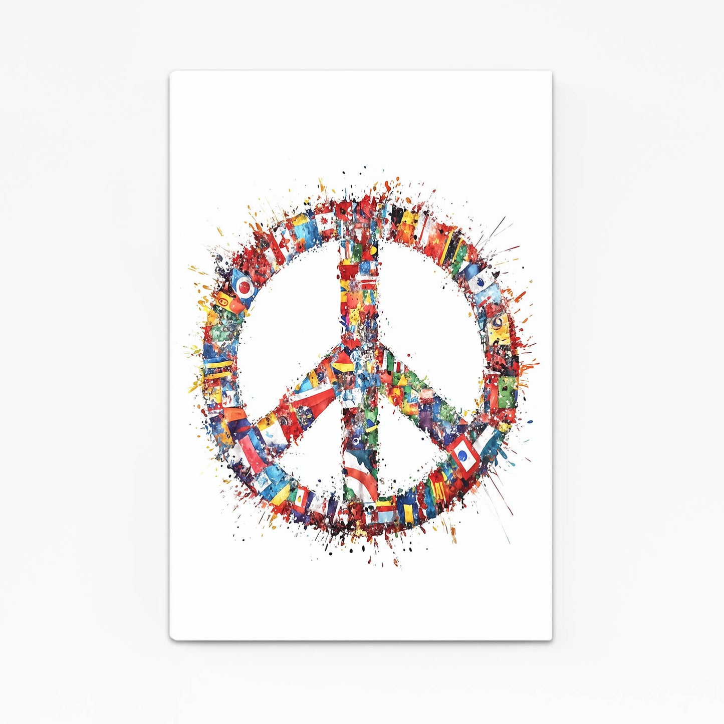 World Flags Peace Sign Wall Decor – angled canvas view on white background