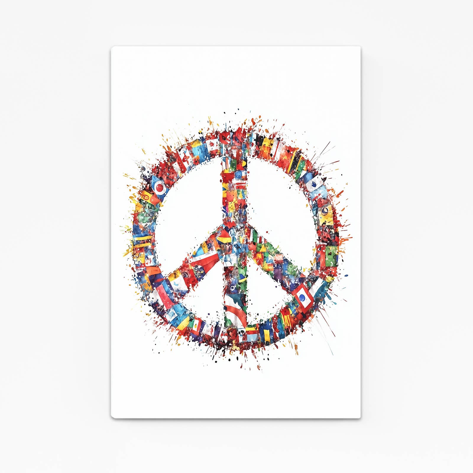 World Flags Peace Sign Wall Decor – angled canvas view on white background