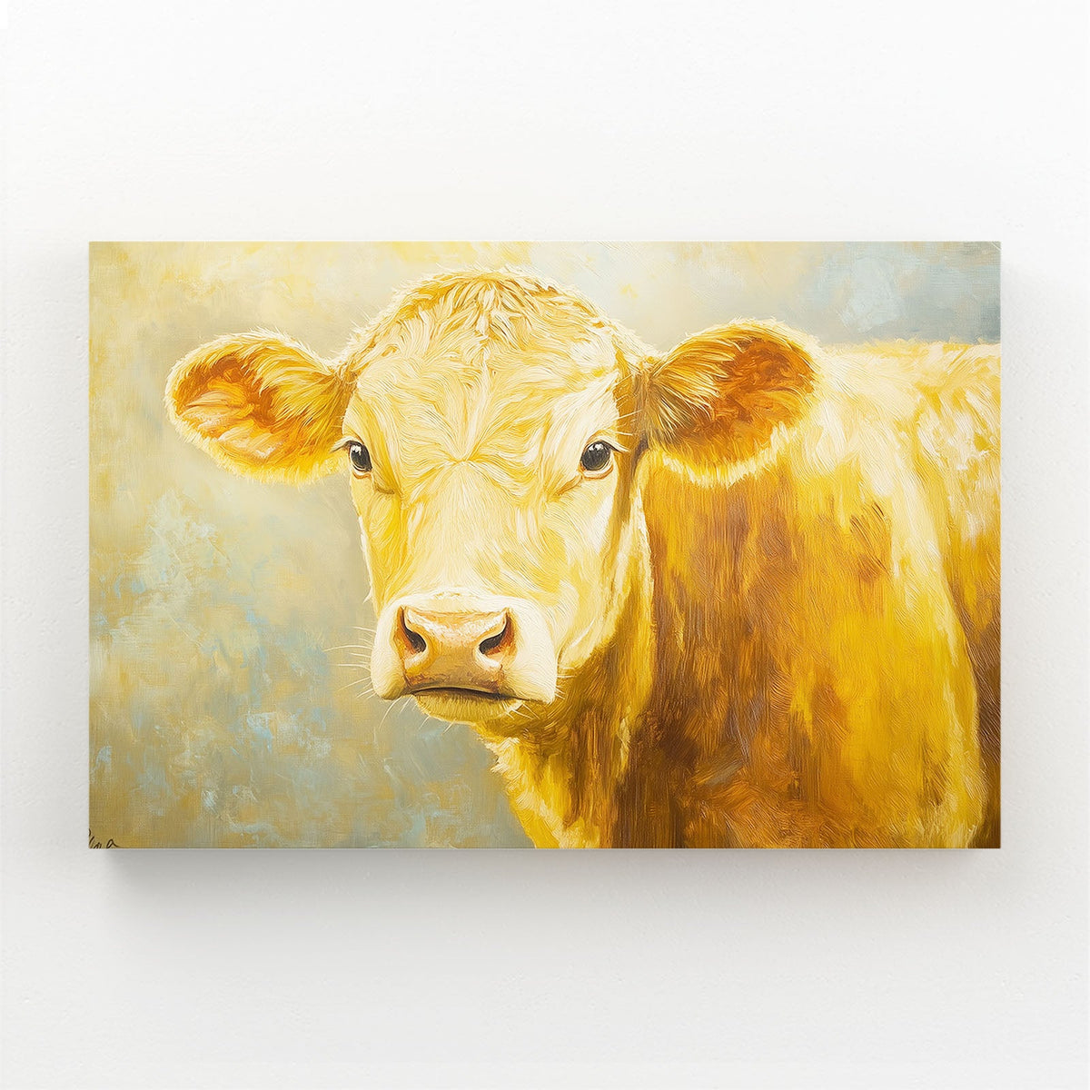 Yellow Cow Canvas Art — nature canvas print, canvas print on white background