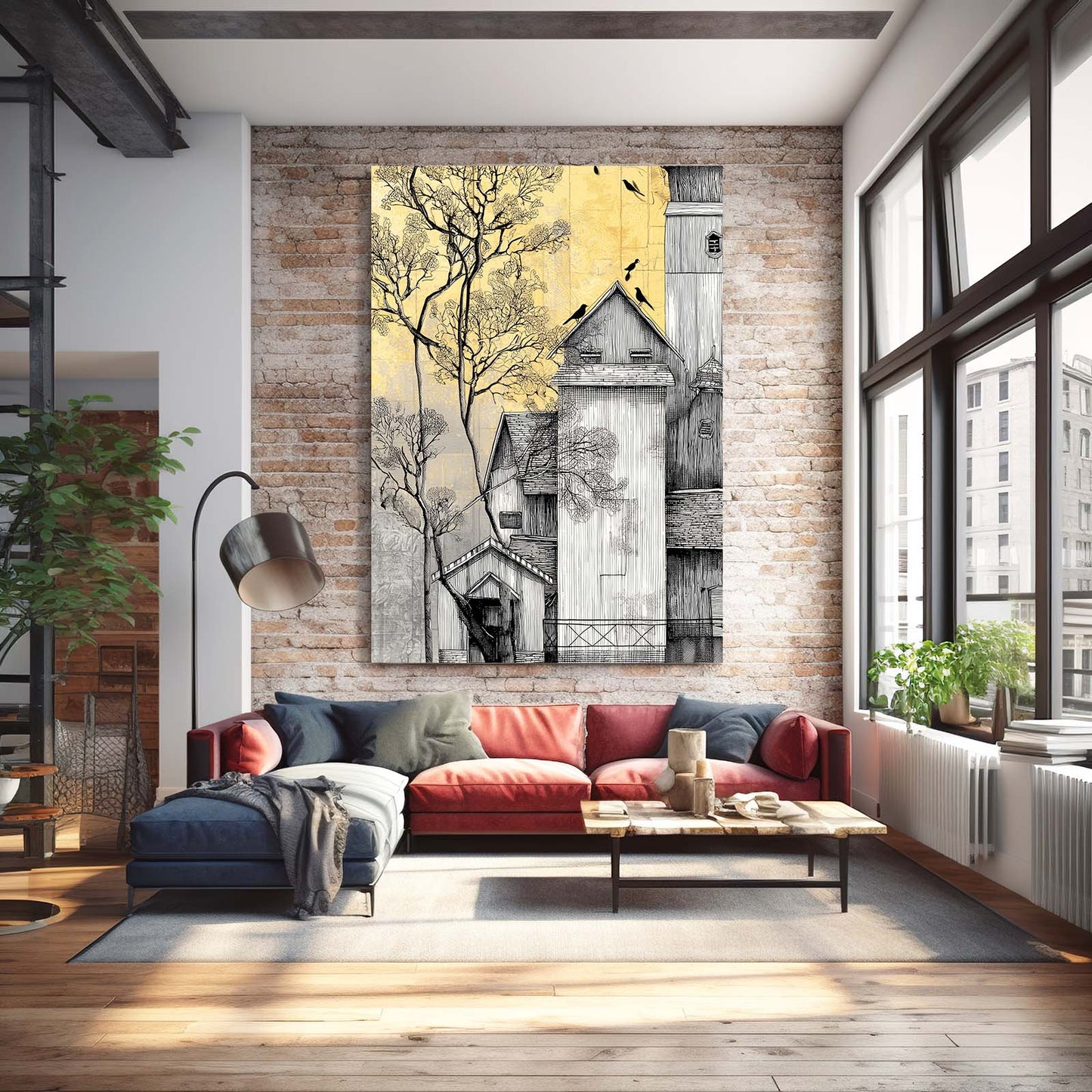 Yellow Sky Farmhouse Farmhouse Prints – styled in a furnished interior