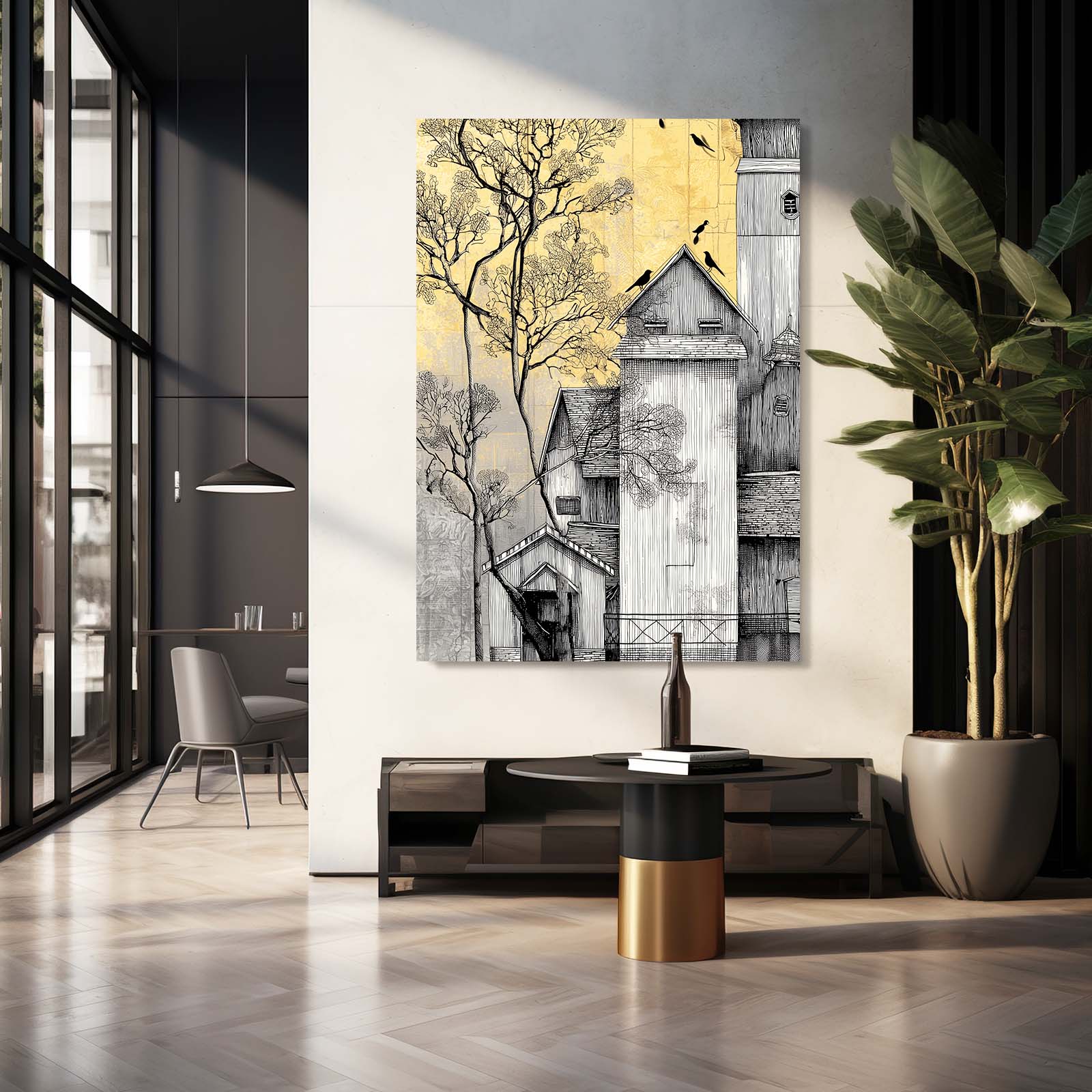 Yellow Sky Farmhouse Farmhouse Prints – styled in a furnished interior