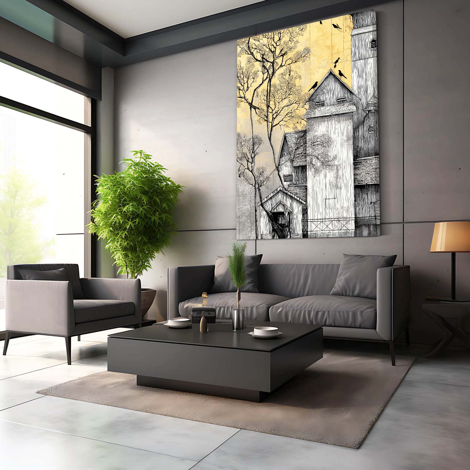Yellow Sky Farmhouse Farmhouse Prints – styled in a furnished interior