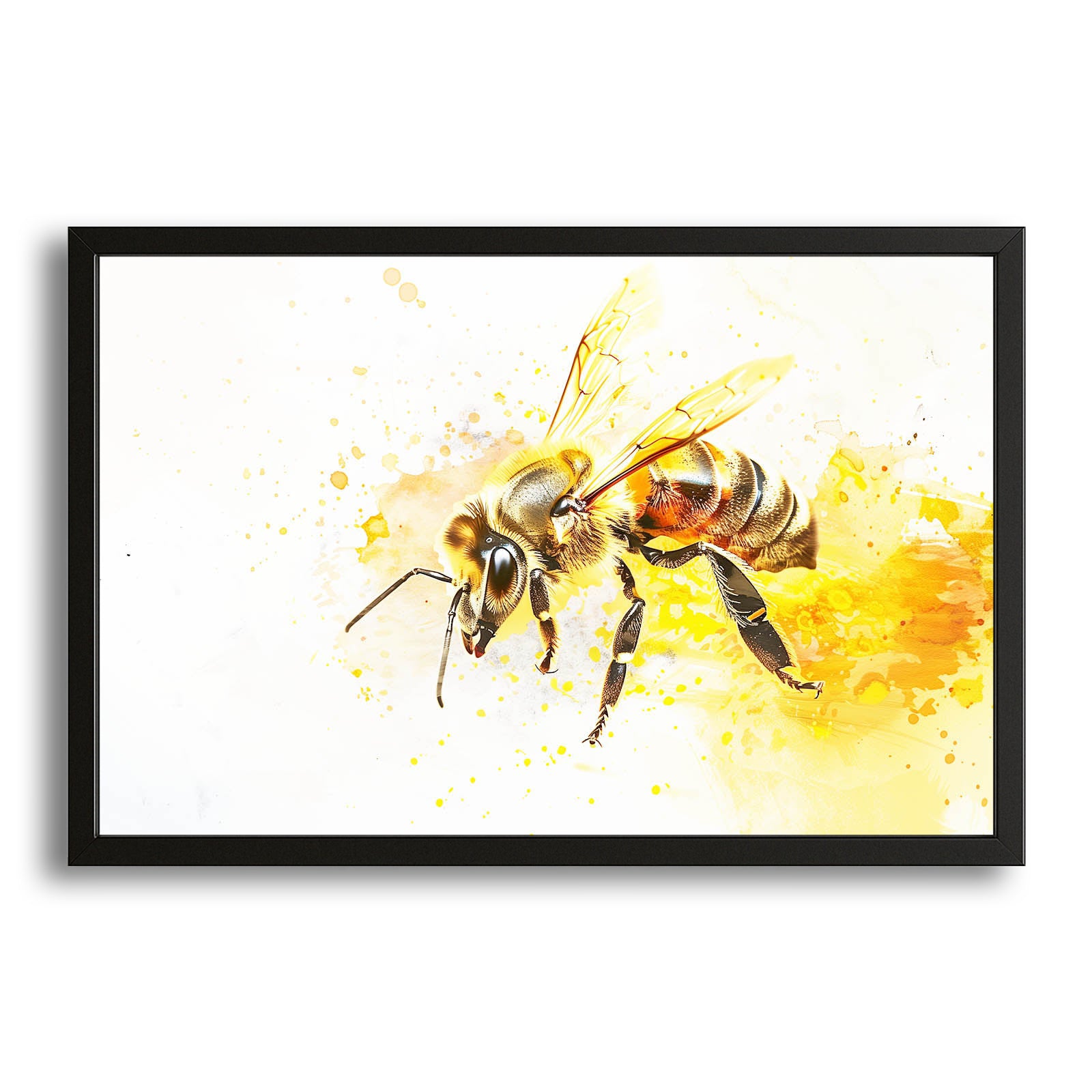 Yellow Splash Bee Art – canvas print on white background