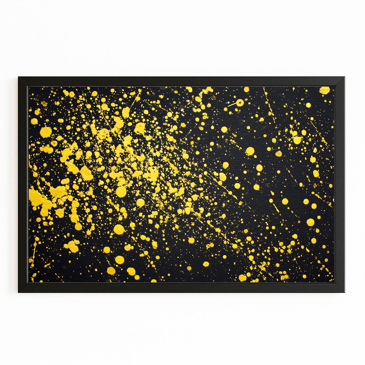 Yellow Splatter Field Gold Prints – with Premium Black frame on white background